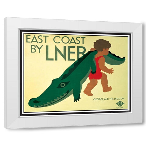 George and the Dragon White Modern Wood Framed Art Print by Unknown