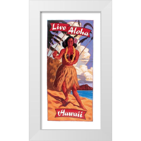 Aloha - Hawaii White Modern Wood Framed Art Print by Unknown