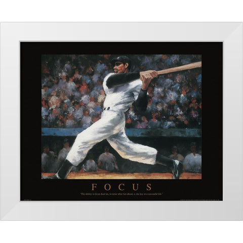 Focus - Baseball White Modern Wood Framed Art Print by Frontline