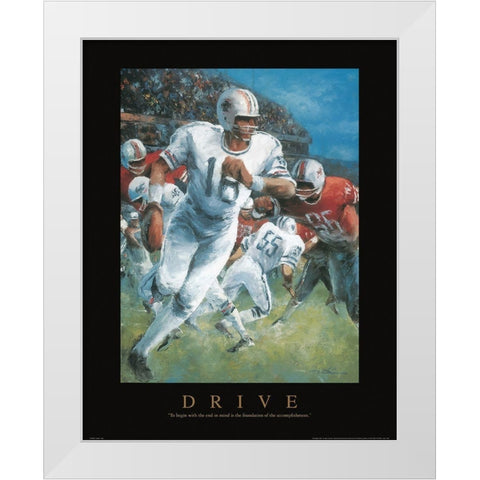 Drive - Football White Modern Wood Framed Art Print by Frontline