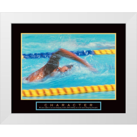 Character - Swimmer White Modern Wood Framed Art Print by Unknown