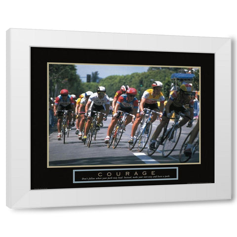 Courage - Bicycle Race White Modern Wood Framed Art Print by Unknown