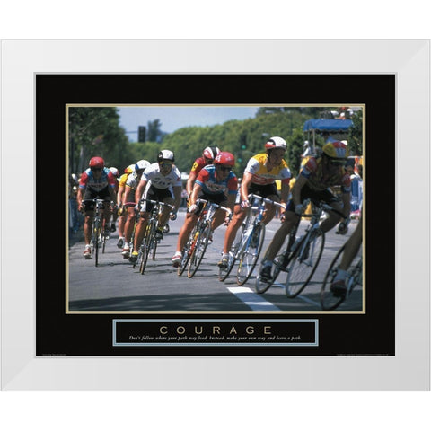 Courage - Bicycle Race White Modern Wood Framed Art Print by Unknown