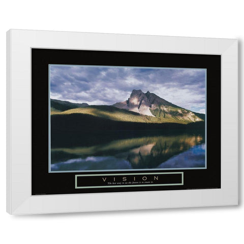 Vision - Mountain Reflection White Modern Wood Framed Art Print by Unknown