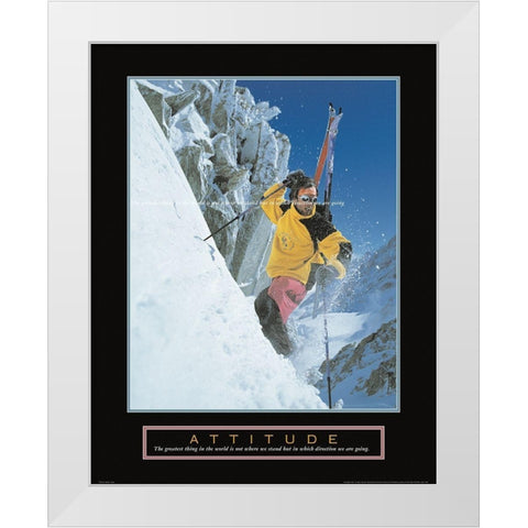 Attitude - Skier White Modern Wood Framed Art Print by Unknown