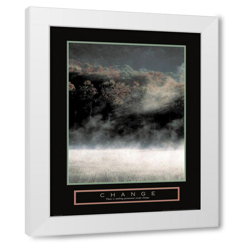 Change - Misty Mountain White Modern Wood Framed Art Print by Unknown