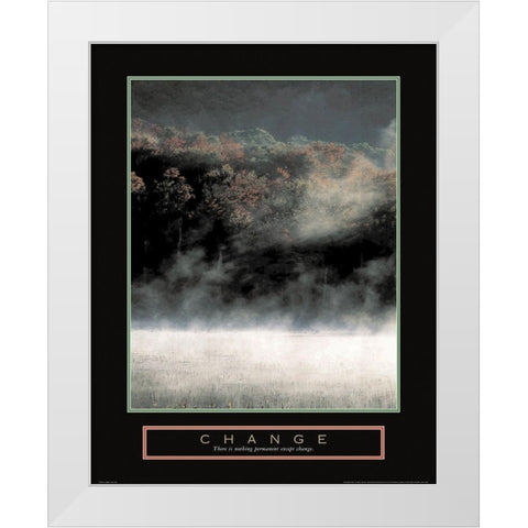Change - Misty Mountain White Modern Wood Framed Art Print by Unknown