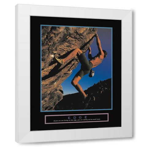 Edge - Rock Climber White Modern Wood Framed Art Print by Unknown
