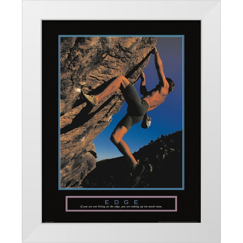 Edge - Rock Climber White Modern Wood Framed Art Print by Unknown