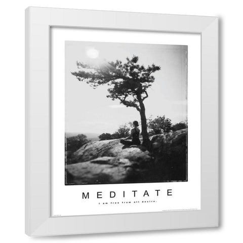 Meditate - Yoga White Modern Wood Framed Art Print by Unknown