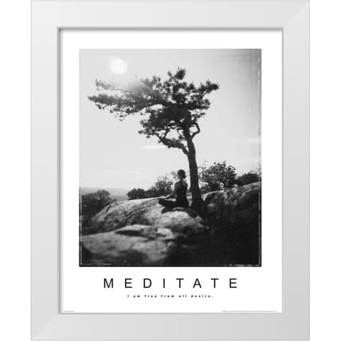 Meditate - Yoga White Modern Wood Framed Art Print by Unknown