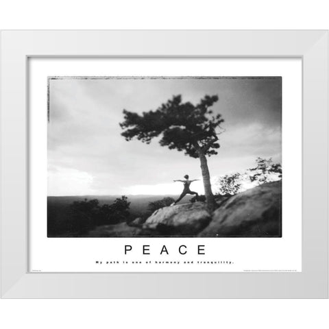 Peace - Yoga White Modern Wood Framed Art Print by Unknown