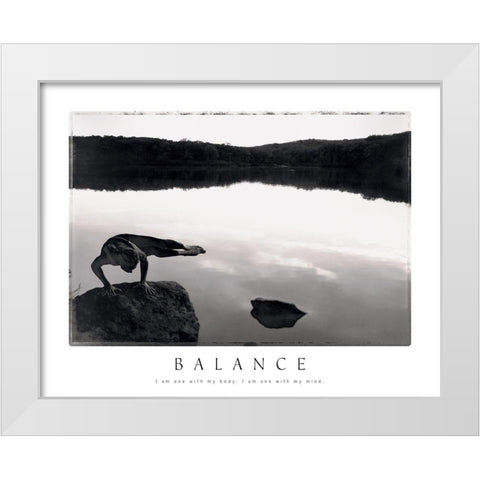 Balance - Yoga White Modern Wood Framed Art Print by Frontline