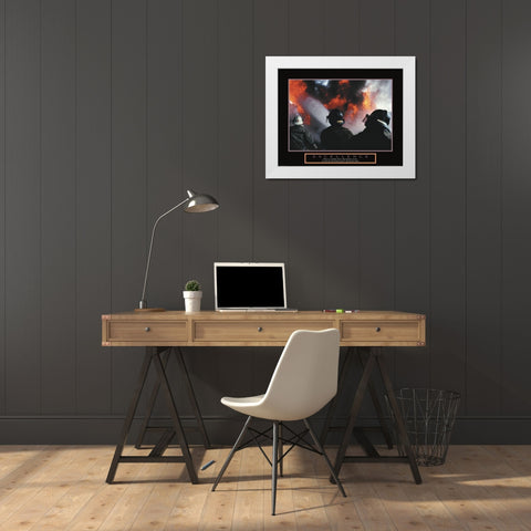 Excellence - Fireman White Modern Wood Framed Art Print by Unknown