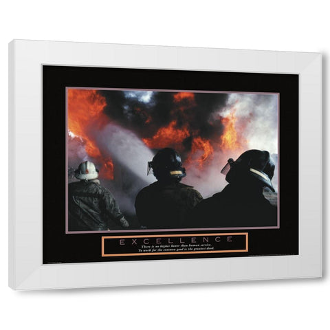 Excellence - Fireman White Modern Wood Framed Art Print by Unknown