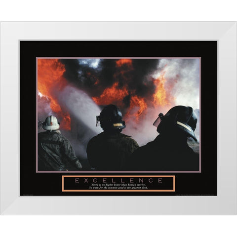Excellence - Fireman White Modern Wood Framed Art Print by Unknown