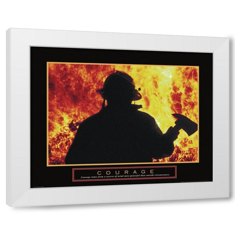 Courage - Fireman White Modern Wood Framed Art Print by Unknown