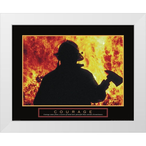 Courage - Fireman White Modern Wood Framed Art Print by Unknown