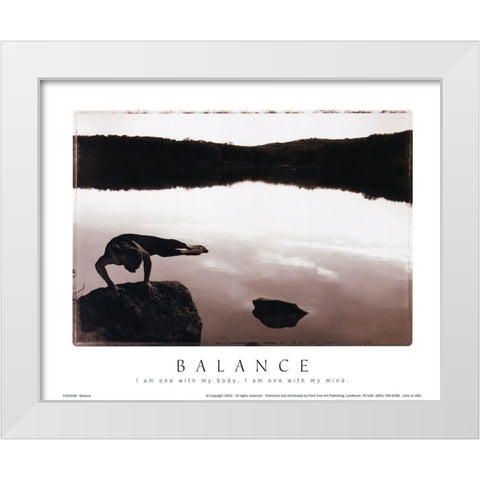 Balance - Yoga White Modern Wood Framed Art Print by Unknown