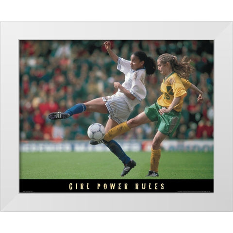 Girl Power - Soccer White Modern Wood Framed Art Print by Unknown