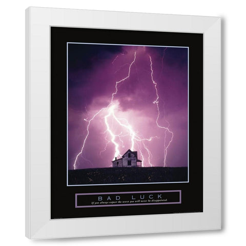 Bad Luck - Lightning White Modern Wood Framed Art Print by Frontline