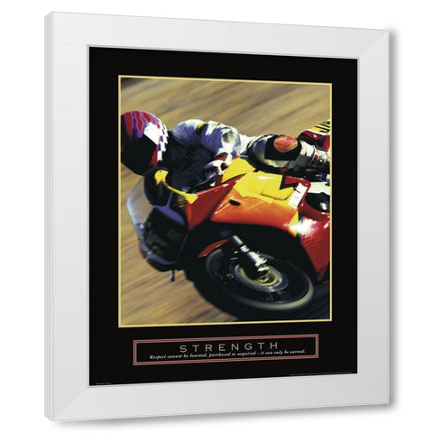 Strength - Motorcycle White Modern Wood Framed Art Print by Unknown