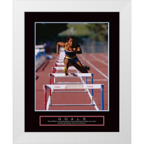 Goals - Track Hurdle White Modern Wood Framed Art Print by Frontline