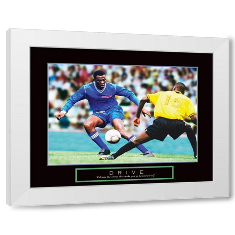 Drive - Soccer White Modern Wood Framed Art Print by Frontline