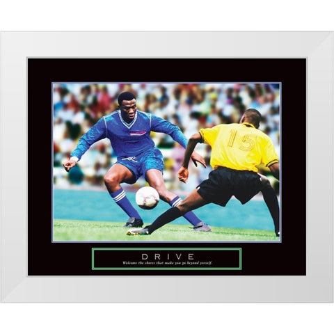 Drive - Soccer White Modern Wood Framed Art Print by Frontline