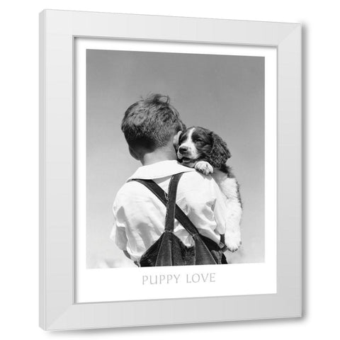 Puppy Love White Modern Wood Framed Art Print by Frontline