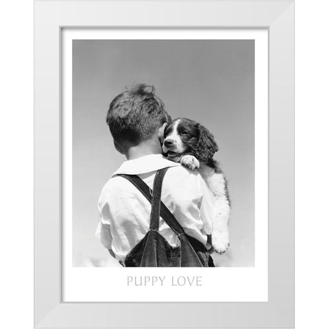 Puppy Love White Modern Wood Framed Art Print by Frontline