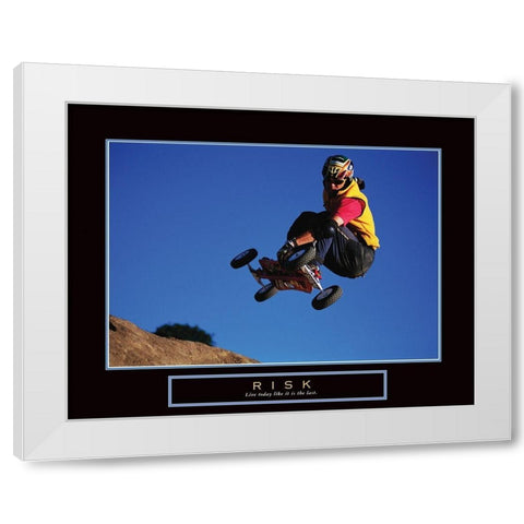 Risk - SkateBoarder White Modern Wood Framed Art Print by Frontline