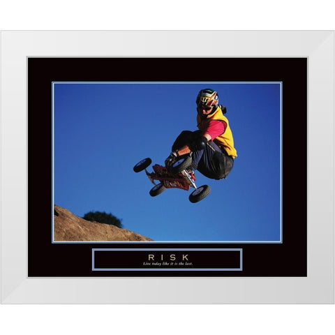Risk - SkateBoarder White Modern Wood Framed Art Print by Frontline