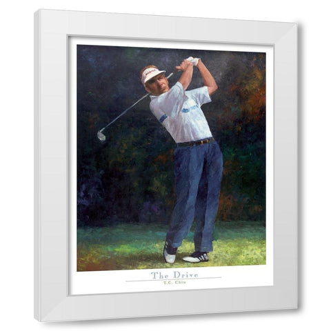 Golf The Drive White Modern Wood Framed Art Print by Frontline