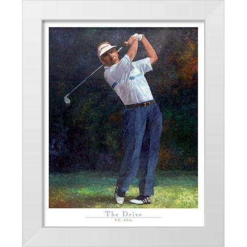 Golf The Drive White Modern Wood Framed Art Print by Frontline