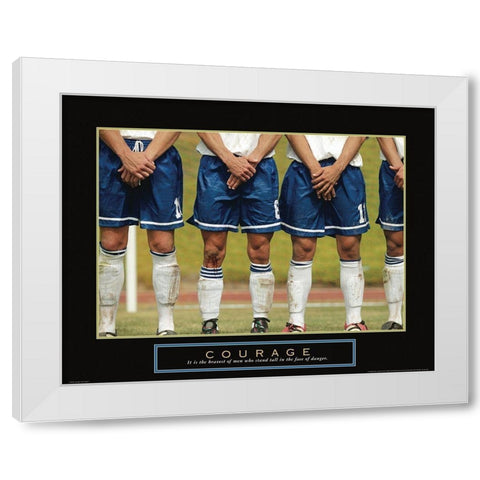 Courage - Soccer White Modern Wood Framed Art Print by Frontline