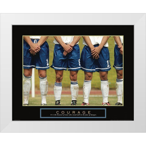 Courage - Soccer White Modern Wood Framed Art Print by Frontline
