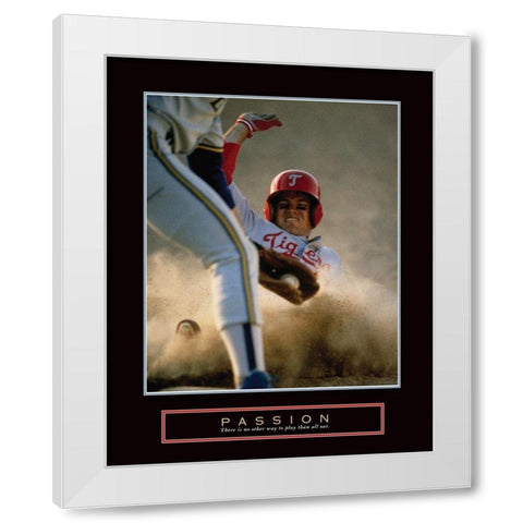 Passion - Baseball White Modern Wood Framed Art Print by Frontline