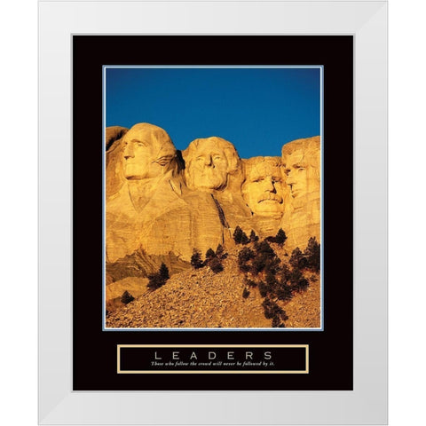 Leaders - Mt Rushmore White Modern Wood Framed Art Print by Frontline
