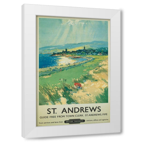 Golf - St Andrews White Modern Wood Framed Art Print by Unknown