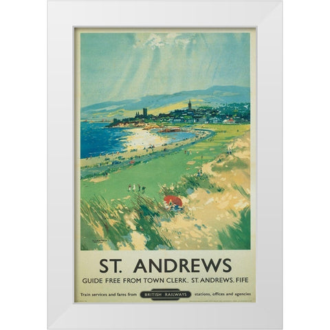Golf - St Andrews White Modern Wood Framed Art Print by Unknown