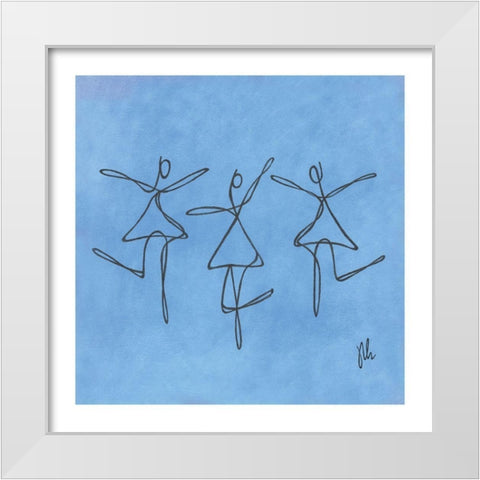 Blue Dancers White Modern Wood Framed Art Print by Frontline