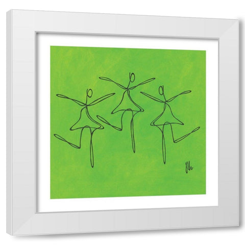 Green Dancers White Modern Wood Framed Art Print by Frontline