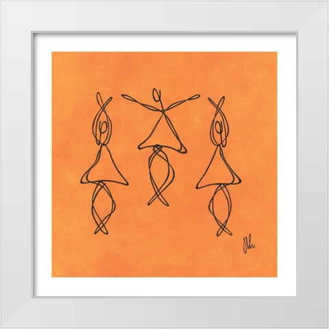 Orange Dancers White Modern Wood Framed Art Print by Frontline