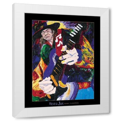 Blues Jammin White Modern Wood Framed Art Print by Frontline
