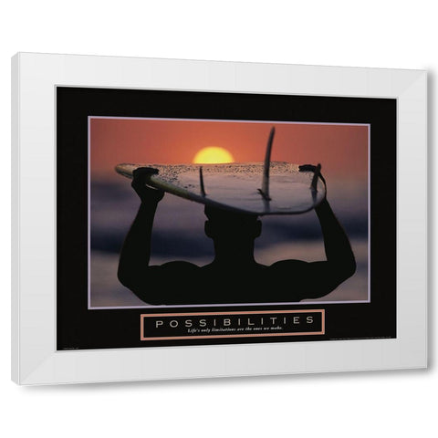 Possibilities - Surfer White Modern Wood Framed Art Print by Frontline