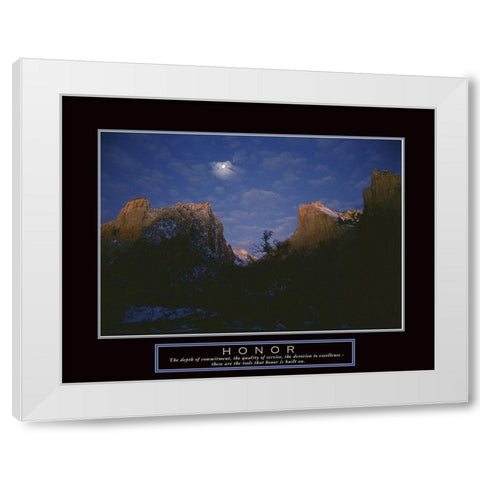 Honor - Mountain Moon White Modern Wood Framed Art Print by Frontline