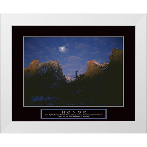 Honor - Mountain Moon White Modern Wood Framed Art Print by Frontline