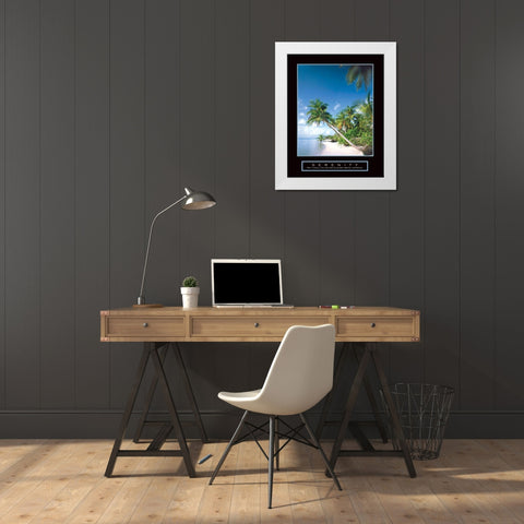 Serenity - Palm Trees White Modern Wood Framed Art Print by Frontline