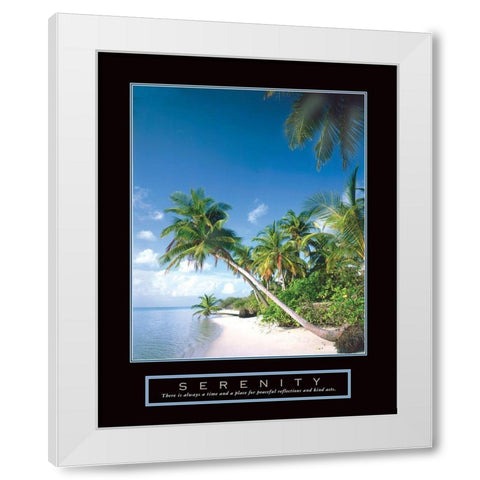 Serenity - Palm Trees White Modern Wood Framed Art Print by Frontline